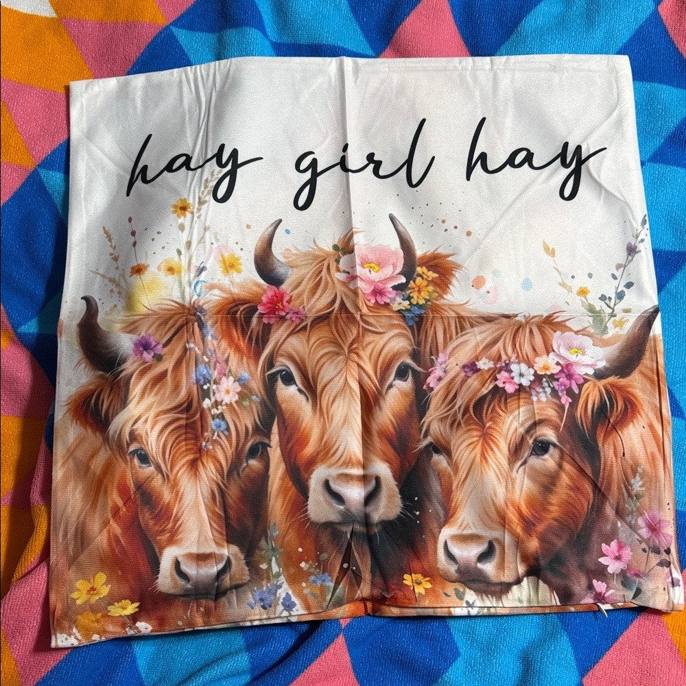 Floral Cow Print pillow cover